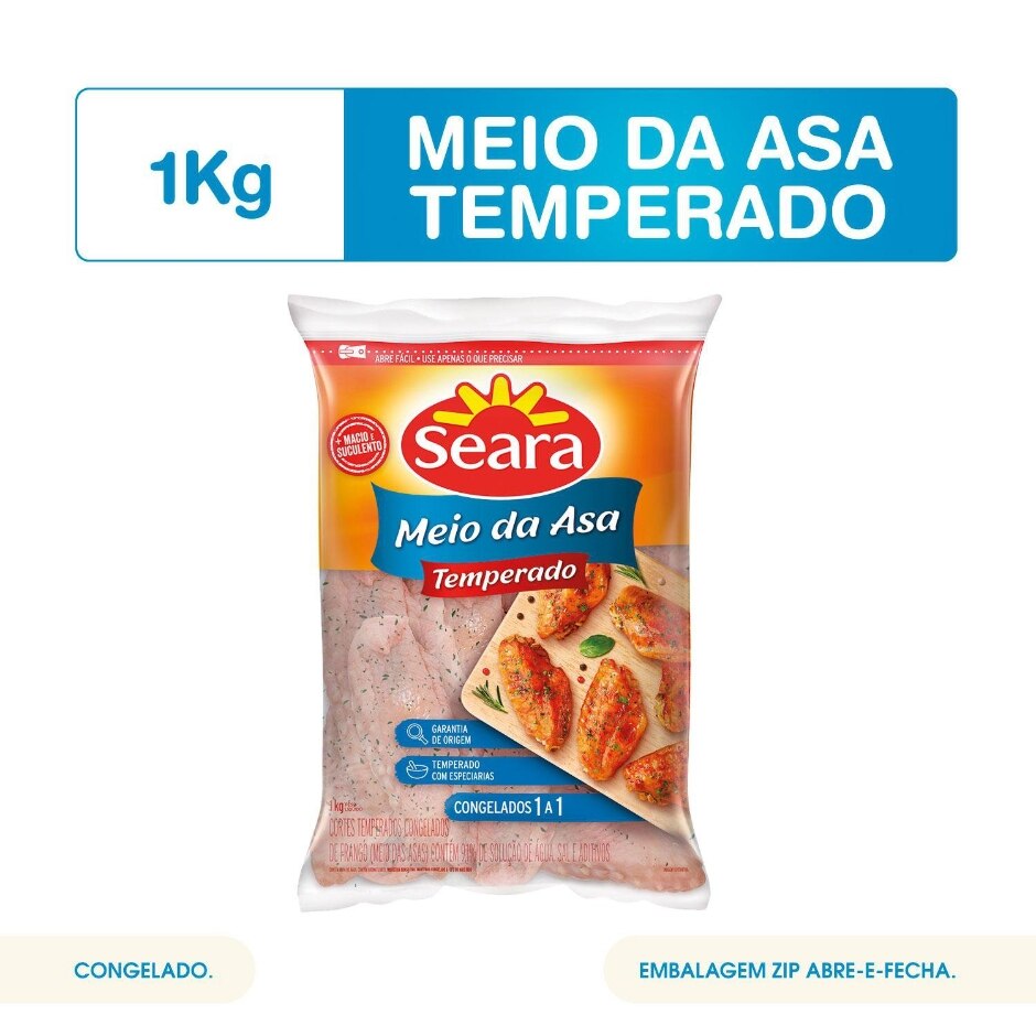 MEIO DA ASA DE FRANGO CONGELADO AURORA 1KG - Supermercado Econômico